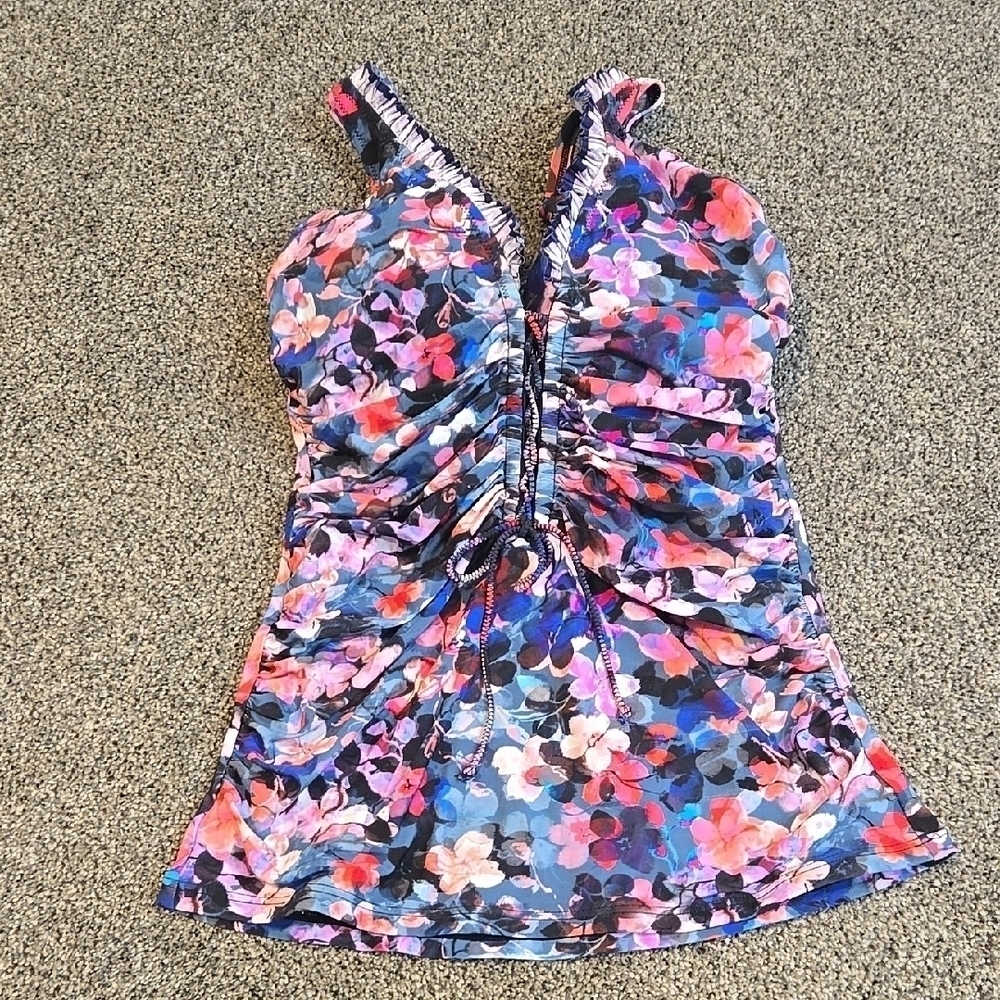 NWT Profile By Gottex Women Floral Bra Top Tankini One Piece Swimsuit Sz 34D - Picture 2 of 9